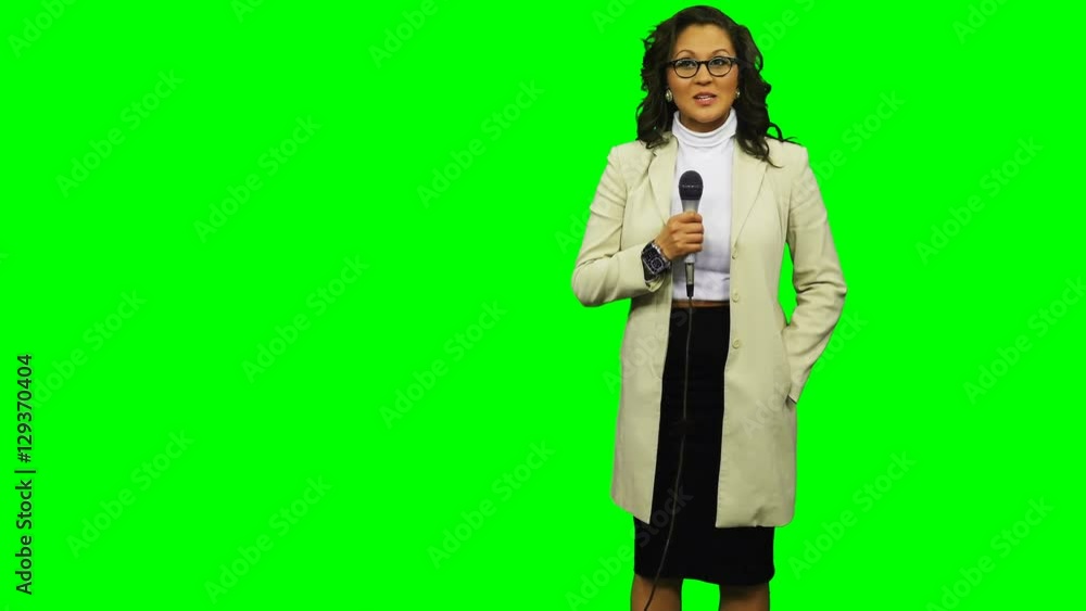 Female Reporter on Chroma Key Background Female Reporter on Chroma Key Background