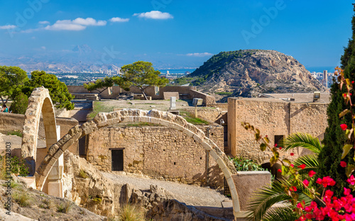 Ruins of arched gates at Santa Barbara Castle in Alicante, Spain photo