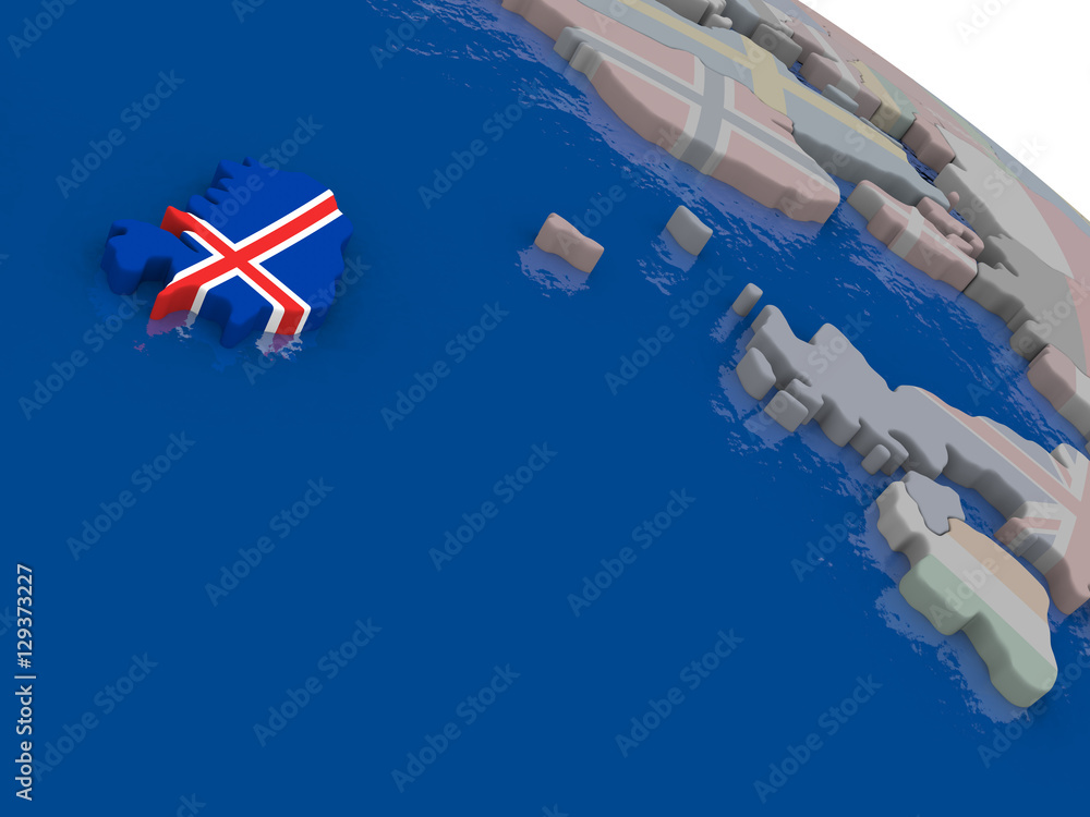 Obraz premium Iceland with flag