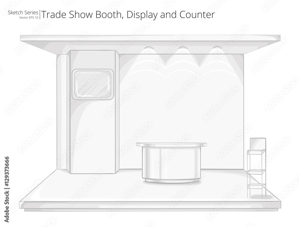 Trade Exhibition Show Booth. Illustration Sketch of Trade Exhibition Show Booth. Display and Counter. Trade Exhibition Show Booth. Illustration Sketch of Trade Exhibition Show Booth. Display and Counter.
