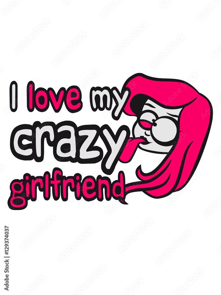 Love girlfriend girlfriend love love tongue out comic woman female girl sexy  face grin comic cartoon text font logo design cool crazy crazy confused  stupid silly comical disturbed ilustración de Stock