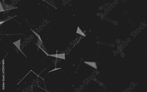 Abstract polygonal space low poly dark background, 3d rendering