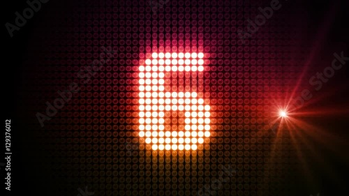 Digital display of countdown showing number six