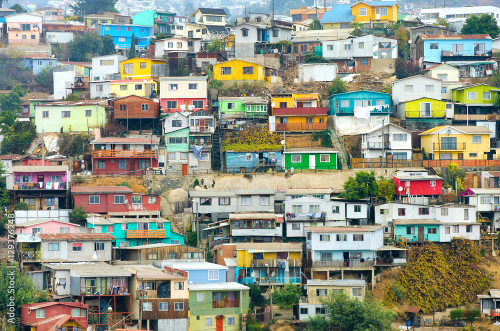 Jumble of houses  in Valparaiso, Chile
