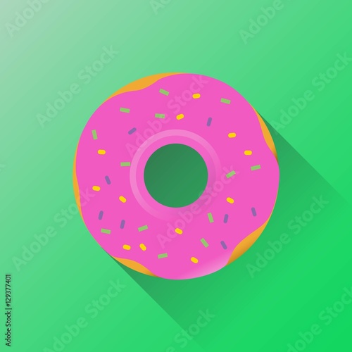 Pink donut on a green background gives shade