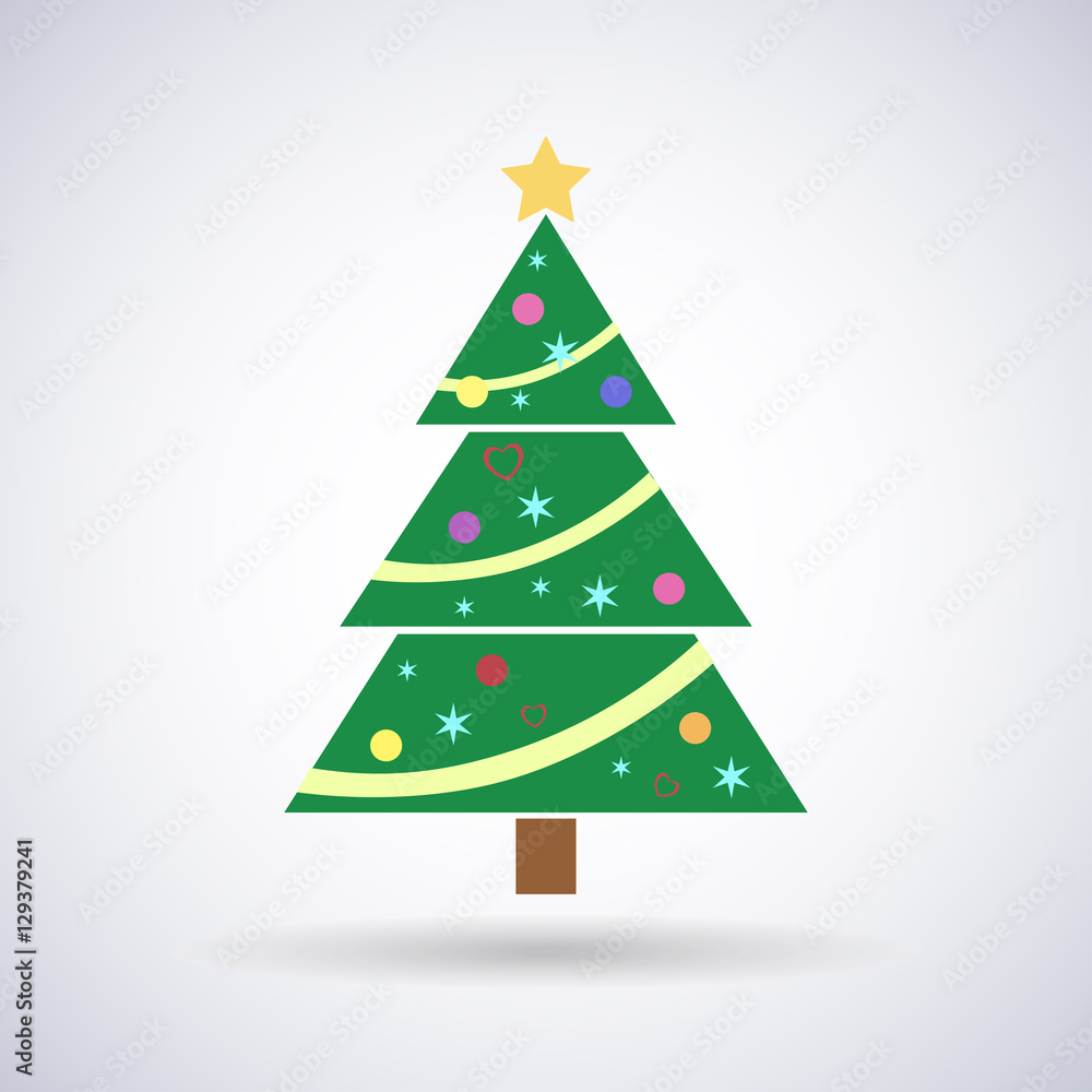 Christmas tree elegant with ornaments and New Year, stylish vector illustration, EPS10