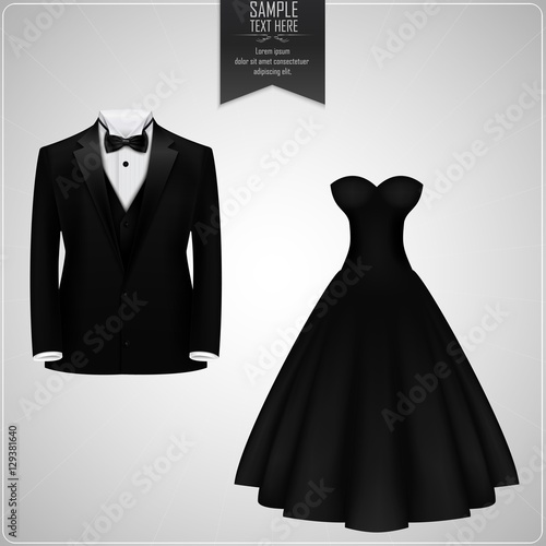 Black tuxedo and black bridal gown