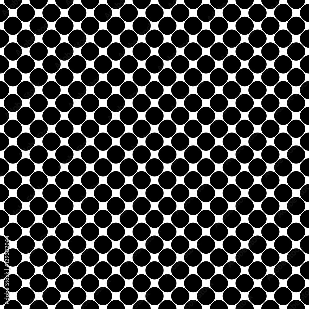 Vector seamless pattern, geometric texture, perforated surface. Monochrome  illustration of mesh, lattice. Simple repeat black & white abstract  background. Design element for prints, textile, digital Stock Vector
