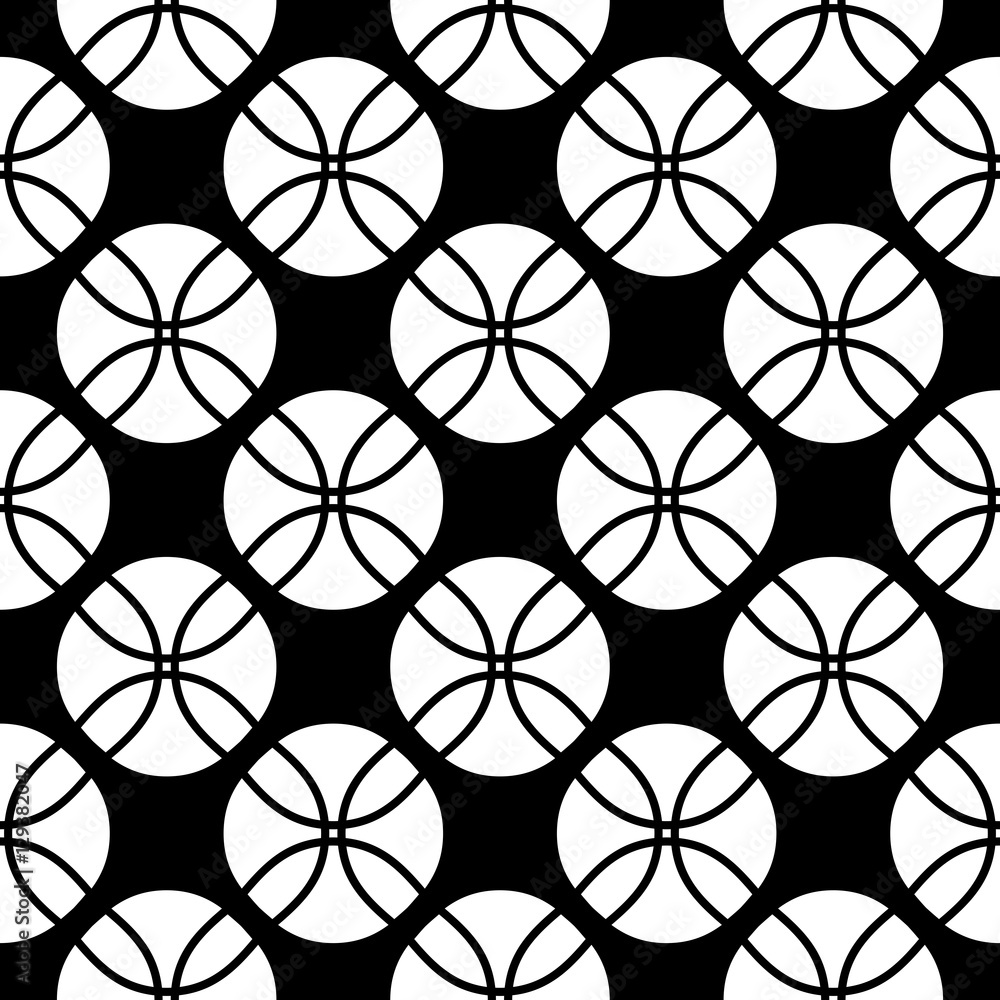 Naklejka premium Vector seamless pattern, black & white abstract geometric texture. Simple repeat monochrome illustration, endless contrast background. Design element for prints, textile, decoration, digital, web