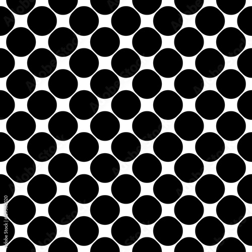 Vector seamless pattern  smooth geometric figures  circles. Monochrome illustration of mesh  lattice. Simple black   white texture  abstract repeat background. Design element for prints  digital  web