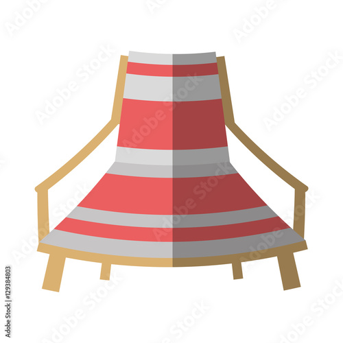 cartoon pink and white chair beach break shadow vector illustration eps 10