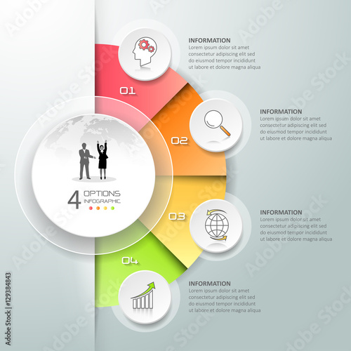Design circle infographic 4 options,  Business concept infographic