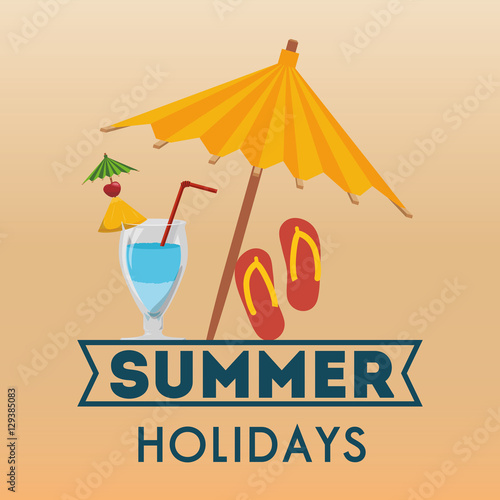 summer holidays beach umbrella flip flop cocktail vector illustration eps 10