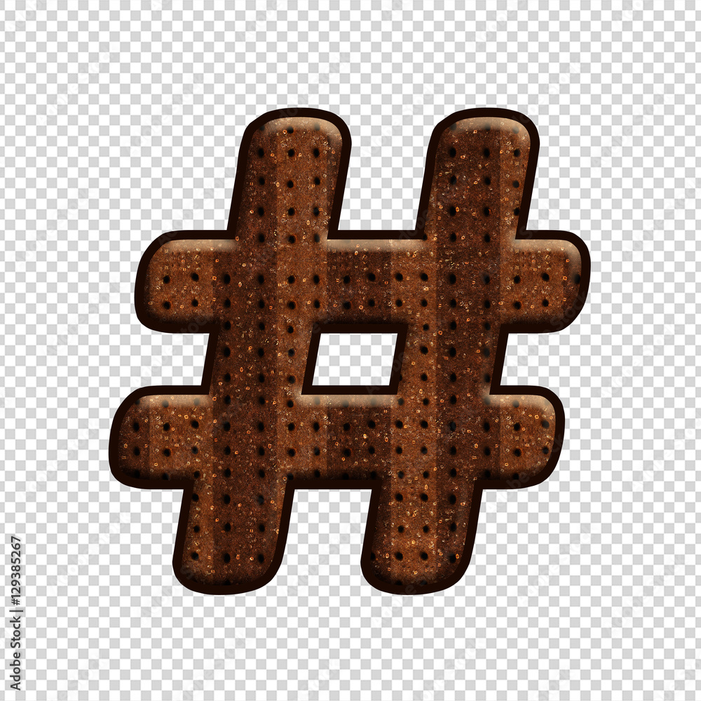 Font symbol # with Chocolate Biscuit effect. Perfect applicable saved working/ clipping path for design project. Font symbol # with Chocolate Biscuit effect. Perfect applicable saved working/ clipping path for design project.