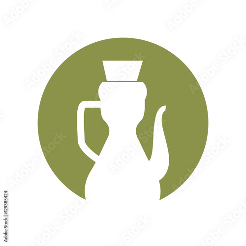 silhouette olive bottle glass cork and handle green circle vector illustration eps 10