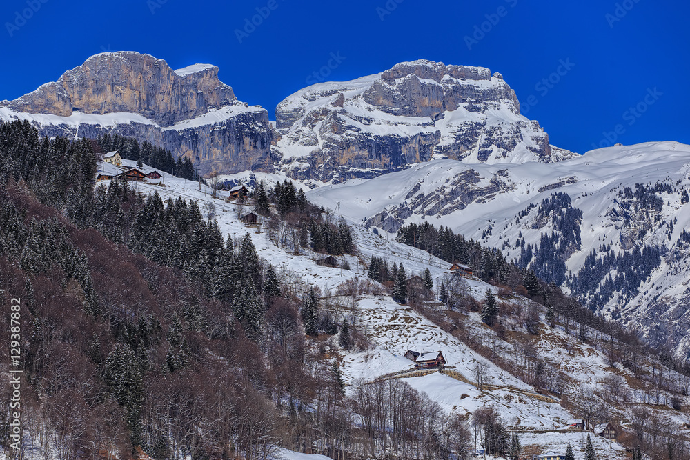 Wintertime view in the Swiss Canton of Obwalden