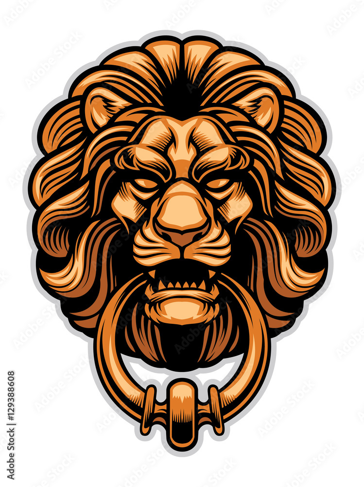 Naklejka premium dekoracja kołatki Lion