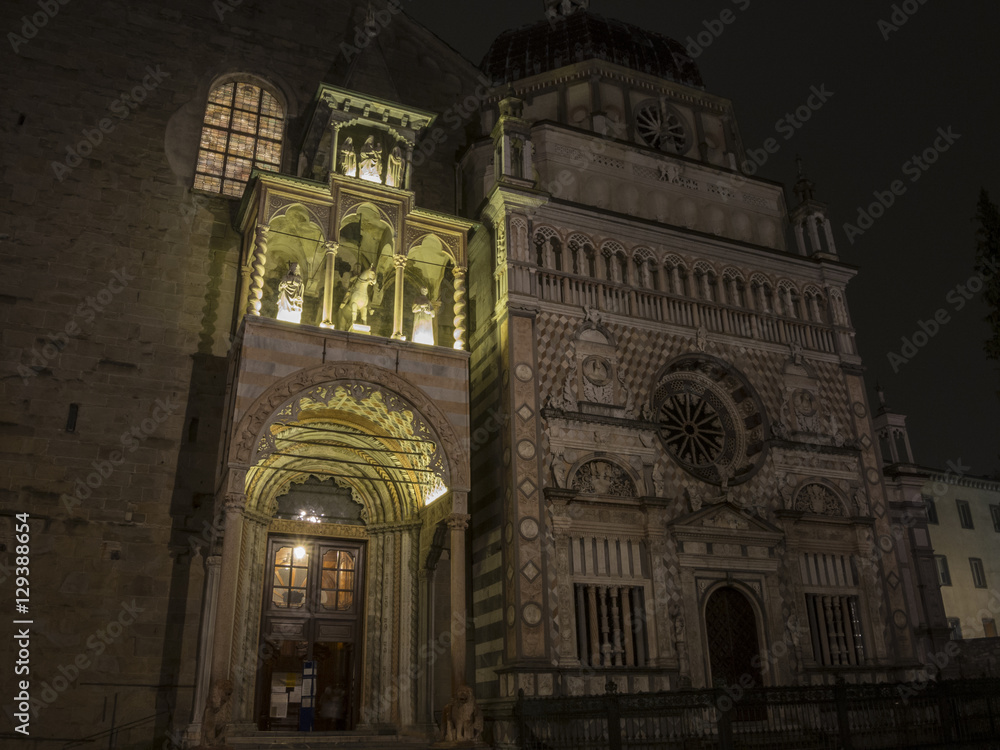 Fototapeta premium The Basilica of Santa Maria Maggiore is a church in Bergamo, Northern Italy, one of the beautiful city in Italy. Lombardia. Giovanni da Campione's porch at the left transept.