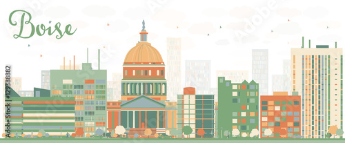 Abstract Boise Skyline with Color Buildings.