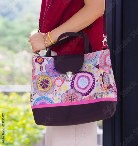 Woman with batik bag