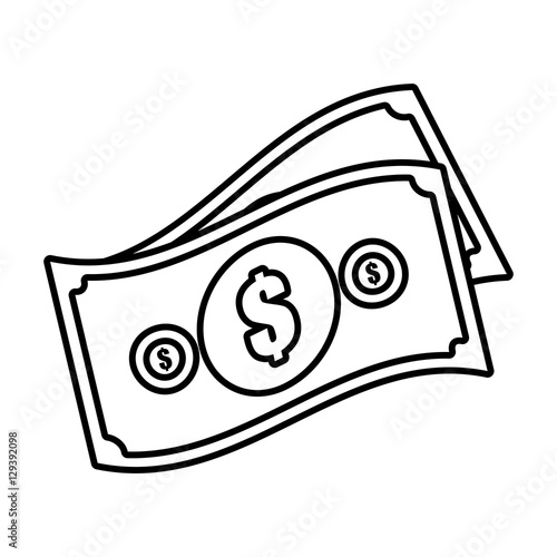 money bills cash dollar design outline vector illustration eps 10