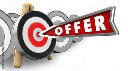 Wallpaper Mural 3d illustration of offer arrow with archery target stand over white with targets background Torontodigital.ca