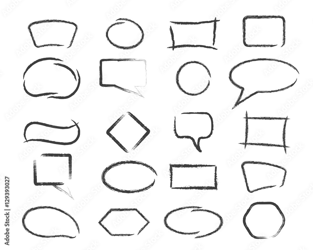 Obraz premium Rough paintbrush frames, grunge brush borders vector isolated on white background