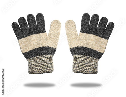 winter brown knitting wool glove one pair for hand protection wi