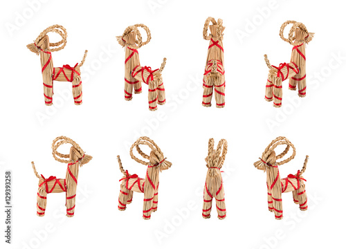 Collection of Yule Goats or Christmas goats, a Scandinavian and Northern European traditional Christmas decoration photo