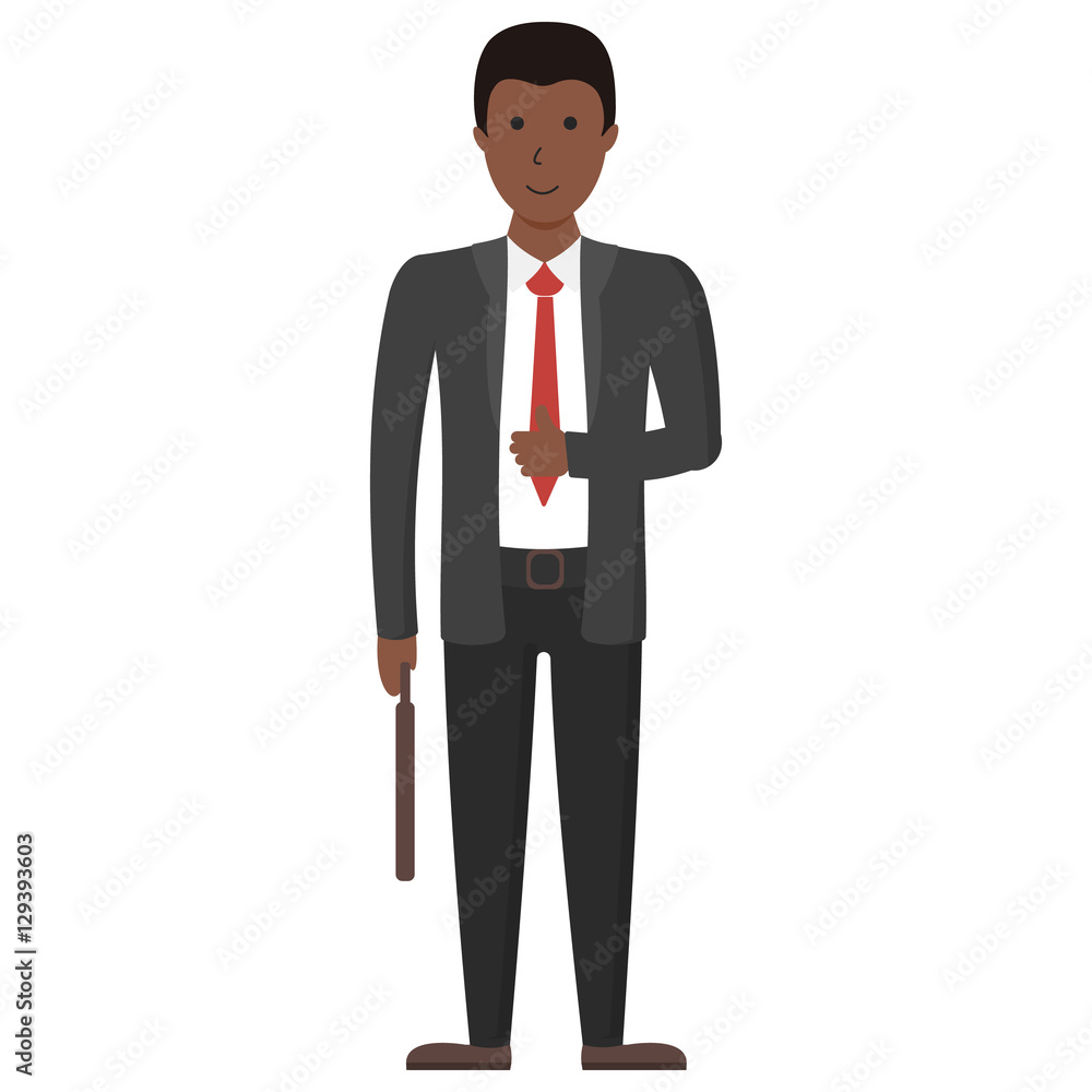 Isolated businessman Funny handsome african american businessman in suit on white background.