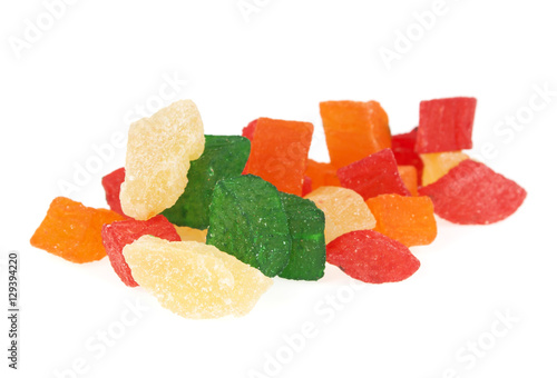 Group of candied fruit on a white background