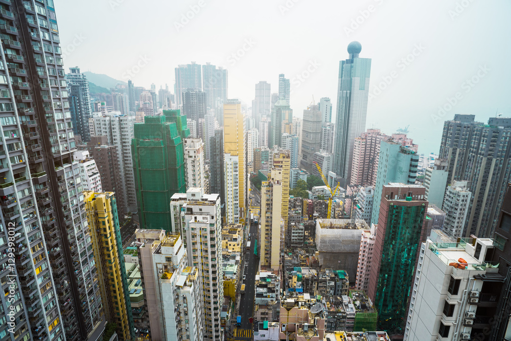 Fototapeta premium Hong Kong apartment block in China.
