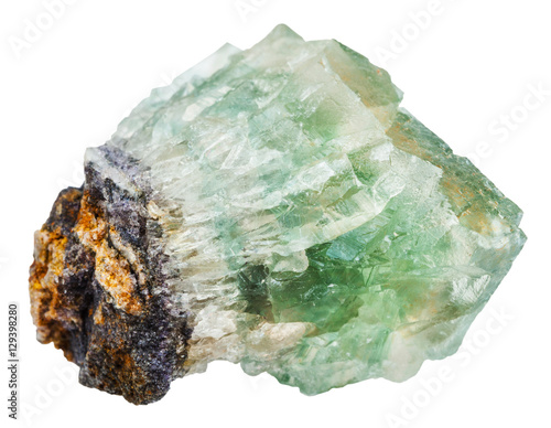 green fluorite crystals isolated on white