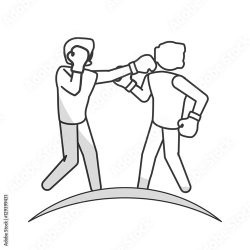 two boxers boxing icon image vector illustration design