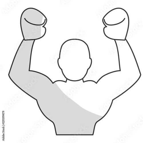 victourious male boxer silhouette boxing icon image vector illustration design 