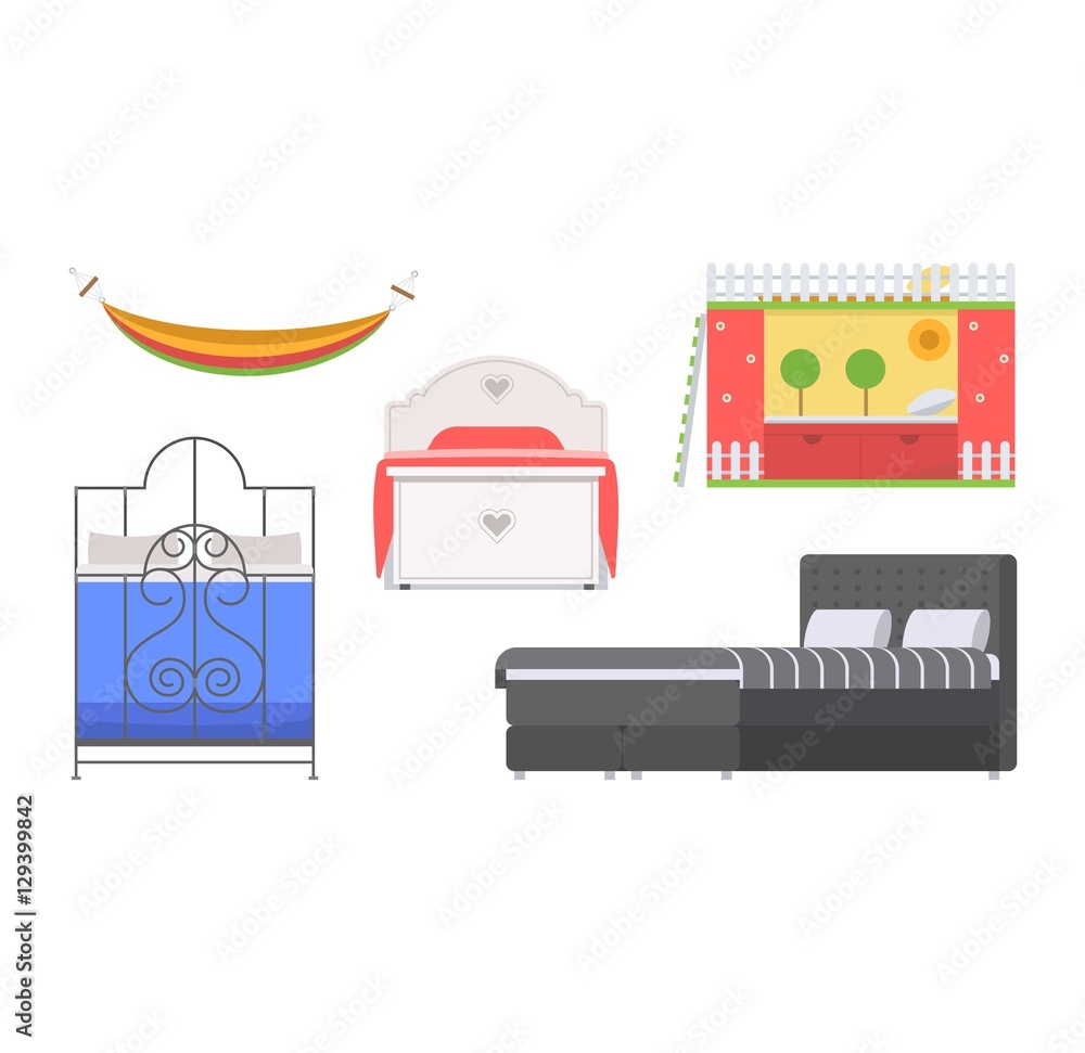 Obraz premium Vector bed icon set.