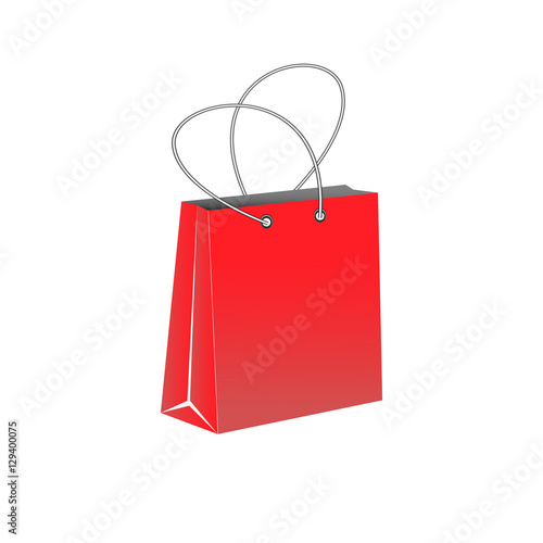 Blank red shopping bag isolated on white background. Vector illustration