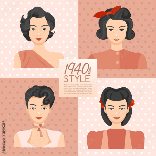 1940s Vintage Hairstyle : Vector Illustration
