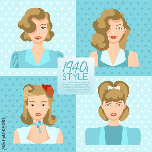 1940s Vintage Hairstyle : Vector Illustration
