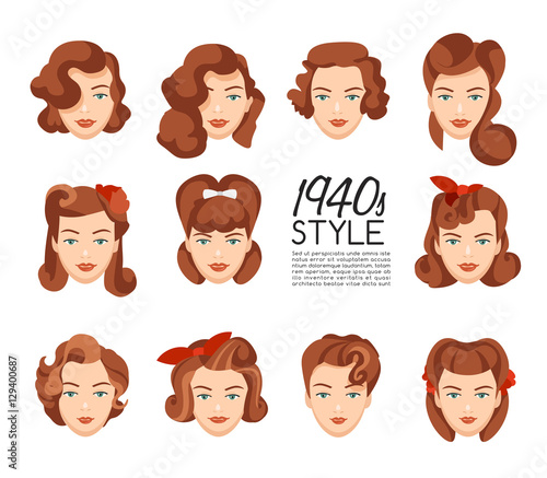 1940s Vintage Hairstyle : Vector Illustration
