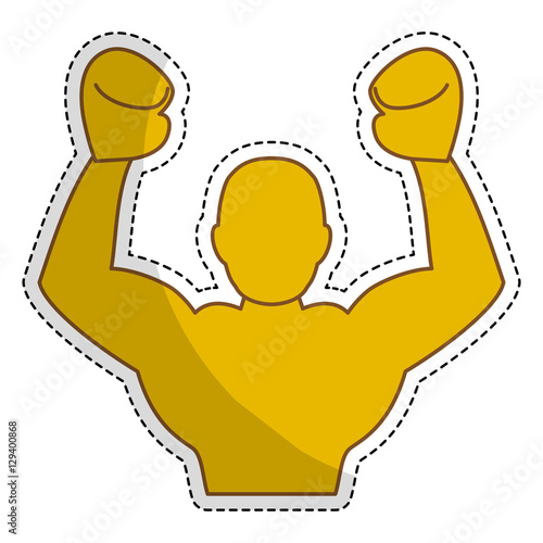 victourious male boxer silhouette boxing icon image vector illustration design 