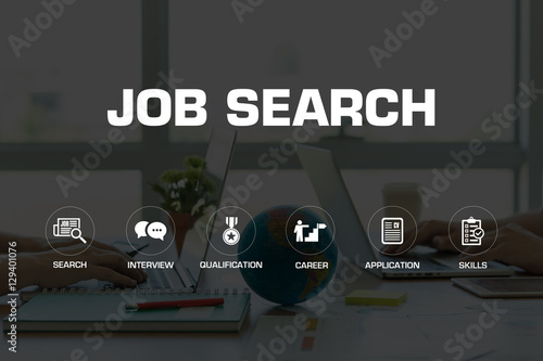 JOB SEARCH ICONS AND KEYWORDS CONCEPT