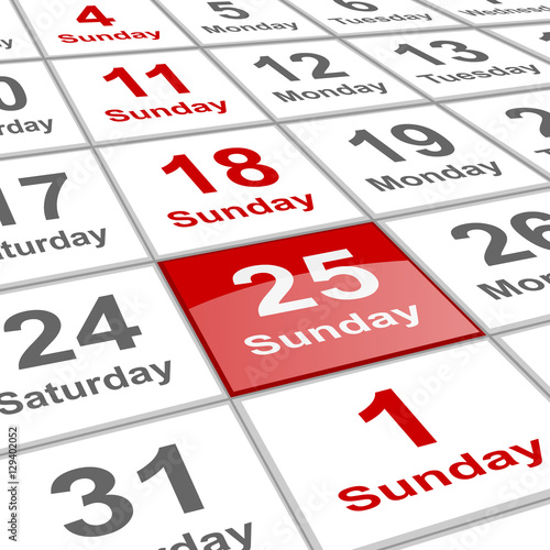 planning calendar sunday 25