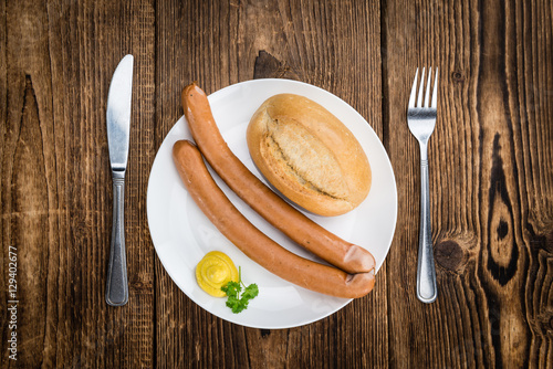 фотографія Sausages (Frankfurter) (selective focus, close-up shot)