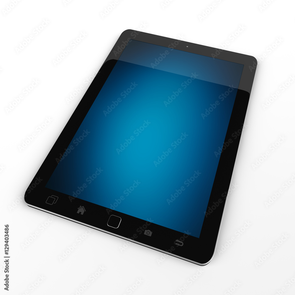Modern digital black tablet on white background 3D rendering Modern digital black tablet on white background 3D rendering