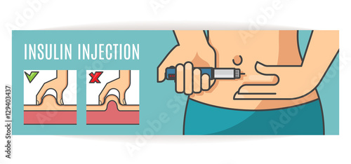 Banner about life whith diabetes. Rules of insulin injection