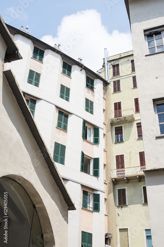 Architecture in the city of Genoa in Liguria Italy