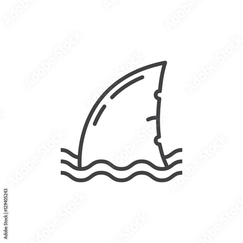 Shark fin line icon, outline vector sign, linear pictogram isolated on white. Symbol, logo illustration
