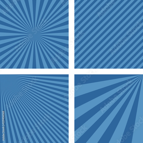 Blue simple striped pattern wallpaper set 