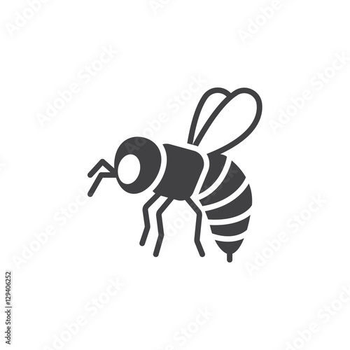 Bee, wasp icon vector, filled flat sign, solid pictogram isolated on white. Symbol, logo illustration